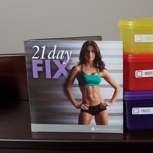 Beach Body DVDs with portion-control containers.